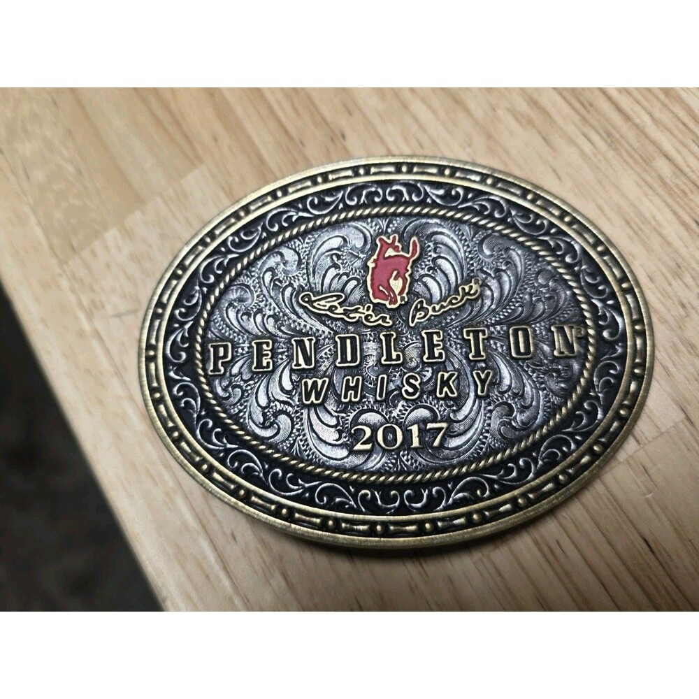 2017 Pendleton Whiskey Let'er Buck Rodeo Cowboy Montana Silversmiths Belt Buckle